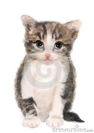 Fluffy kitten. Vector Illustration