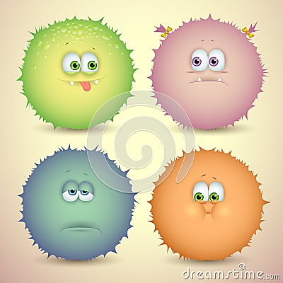 Fluffy monsters Cartoon Illustration