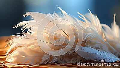 Fluffy peacock tail, vibrant colors, effortless beauty in nature generated by AI Stock Photo