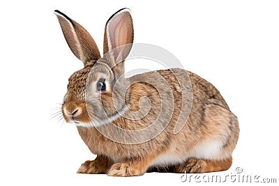 Fluffy rabbit isolated on transparent background. Generative Ai Stock Photo