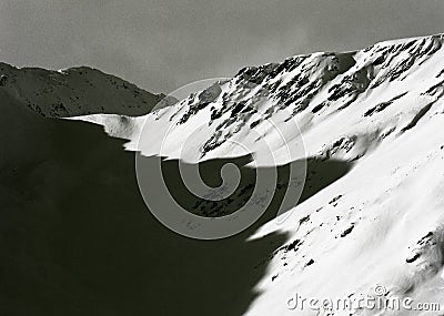 Alpine valley in fresh snow - Alps, Austria, Tyrol Stock Photo