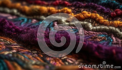 Fluffy woolen textile in vibrant colors, a homemade decorative backdrop generated by AI Stock Photo