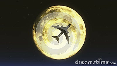 Flugzeug 4k diese Überfahrt der Mond stock abbildung Flugzeug 4k diese Überfahrt der Mond stock abbildung