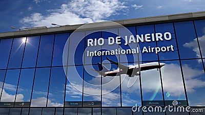 Flugzeug-Landung in Rio de Janeiro im Terminal Flugzeug-Landung in Rio de Janeiro im Terminal