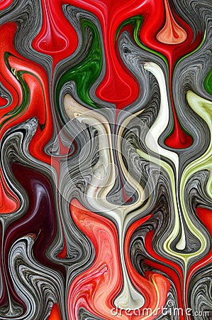 Fluid Abstract Expression with Bold Red and Green Swirls Creating a Dynamic and Intricate Artistic Pattern Stock Photo