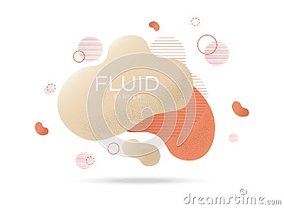 Fluid banner design with colorful orange, cream color waves and curly lines Vector Illustration