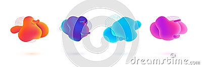 Fluid blobs banners. Gradient colorful liquid spots. Composition of bright bubbles and concentric circles. Round shapes Vector Illustration