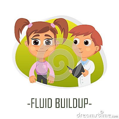 Fluid buildup medical concept. Vector illustration. Cartoon Illustration