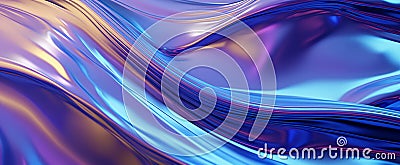 Fluid Chrome Melty metallics Banner with Swirling Blue and Orange Stock Photo