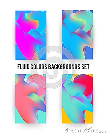 Fluid colors backgrounds set. Vector Illustration