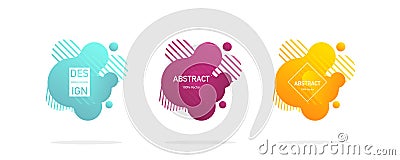 Fluid design. Abstract liquid shape. Isolated gradient geometric lines, dots. Vector Vector Illustration