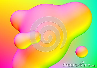 Fluid design liquid blobs with vibrant intense colors abstract background Vector Illustration