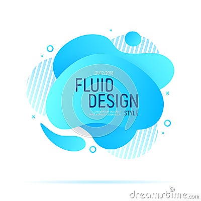 Fluid Design. Modern blue liquid abstract geometric shapes. Futuristic trendy dynamic elements Cartoon Illustration