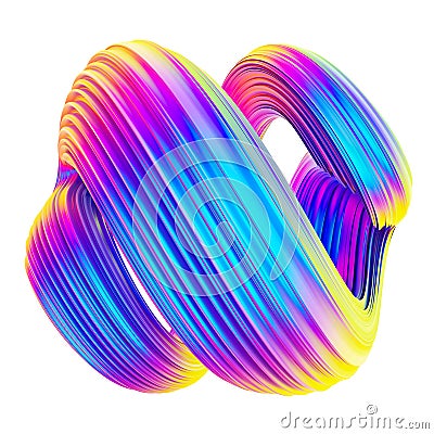 Fluid holographic foil twisted shape design element Stock Photo