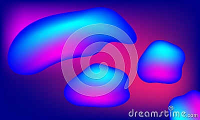fluid liquid blue pink wave curves 3d object abstract background Vector Illustration