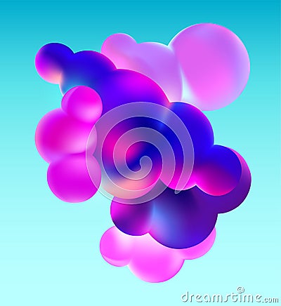 Fluid morphing balls on bright background. Morphing colorful blobs. Vector Illustration