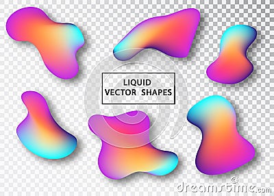 Fluid shape layout isolated template set. Colorful abstract shapes. Futuristic trendy dynamic elements. Liquid gradient Vector Illustration