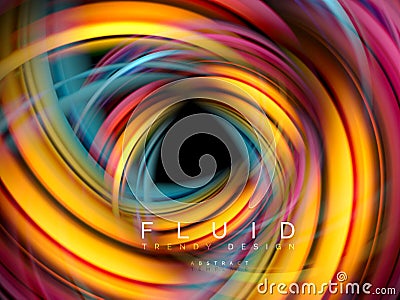 Fluid smooth wave abstract background, flowing glowing color motion concept, trendy abstract layout template for Vector Illustration