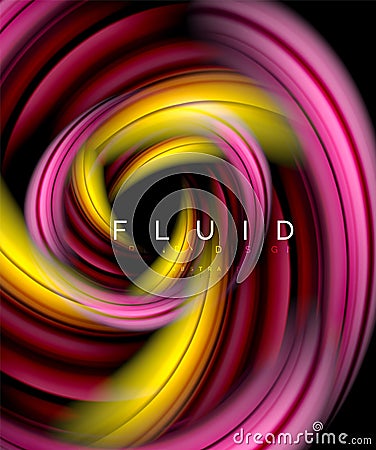 Fluid smooth wave abstract background, flowing glowing color motion concept, trendy abstract layout template for Vector Illustration
