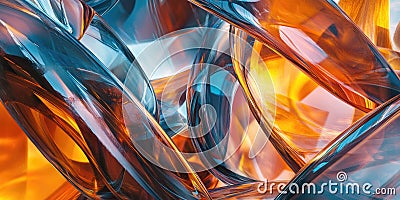 Fluid Symphony: A vibrant dance of abstract forms, where colors intertwine and shapes morph, creating a mesmerizing visual Stock Photo