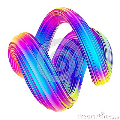 Fluid twisted shape trendy neon holographic colored design element Stock Photo