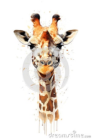 fluidity and unpredictability of watercolors by creating a dynamic and energetic Giraffe print. fashion design cute Giraffe poster Cartoon Illustration