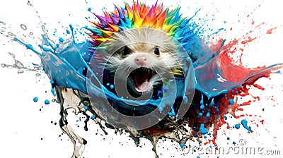 fluidity and unpredictability of watercolors by creating a dynamic and energetic Hedgehog print. design cute Hedgehog poster Cartoon Illustration