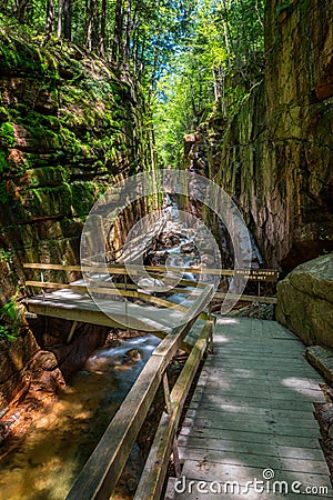 Flume Gorge in Franconia Notch State Park, New Hampshire Stock Photo