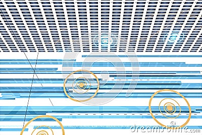 Fluorescent background, geometry of data, 3d rendering Cartoon Illustration