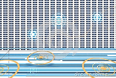 Fluorescent background, geometry of data, 3d rendering Cartoon Illustration