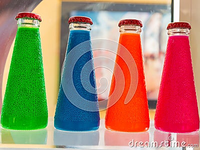 Fluorescent Colorful Aperitif Bottle Drinks Stock Photo