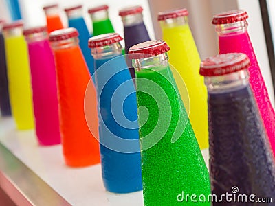 Fluorescent Colorful Aperitif Bottle Drinks Stock Photo