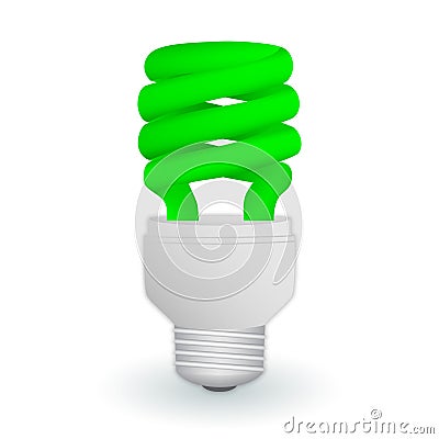 Fluorescent green economical light bulb on a white background. Save energy lamp. Vector Illustration