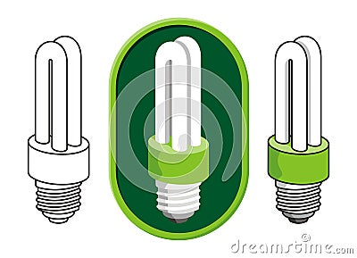 Fluorescent light bulb Vector Illustration