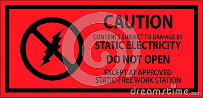 Fluorescent Red Anti-Static Labels Caution Do Not Open Vector Illustration