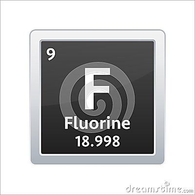 Fluorine symbol. Chemical element of the periodic table. Vector stock illustration. Vector Illustration