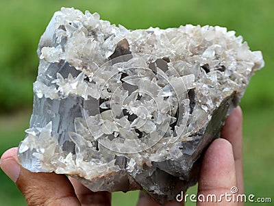 Fluorite With Calcite Mineral Specimen Stock Photo