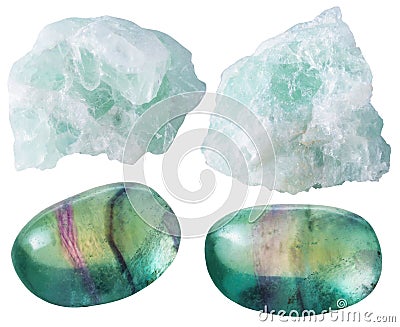 Fluorite (fluorspar) tumbled gem stones and rocks Stock Photo