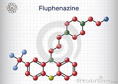 Fluphenazine molecule. It is is a phenothiazine, neuroleptic, antipsychotic medication, used in the treatment of psychoses. Vector Illustration