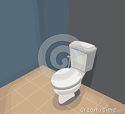 Flush toilet scene Vector Illustration