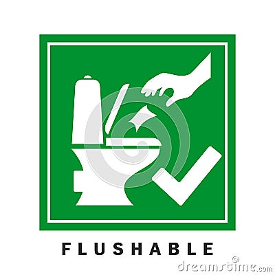 Flushable wipes vector sign Vector Illustration