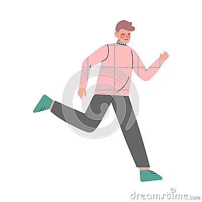 Flushed Man Character Running in a Hurry and Hasten Somewhere Vector Illustration Vector Illustration
