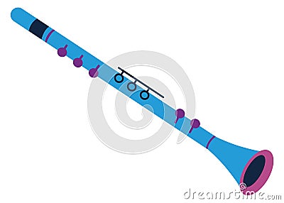 Flute or clarinet icon. Wooden musical wind instrument Vector Illustration