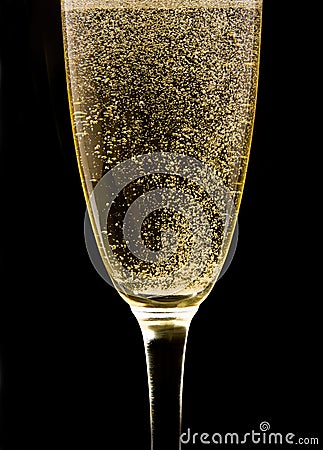 Flute with sparkling champagne Stock Photo