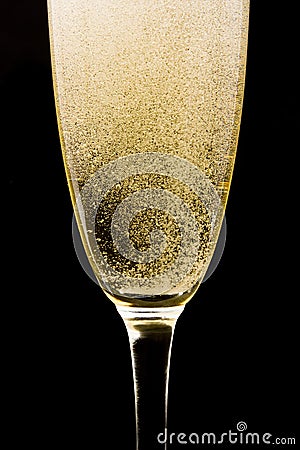 Flute with sparkling champagne Stock Photo