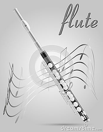 Flute wind musical instruments stock vector illustration Vector Illustration