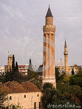 Fluted Minaret Mosque in Antalya Stock Photo