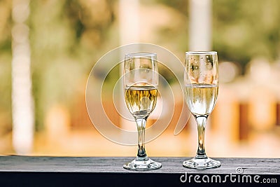Flutes or two glasses of champagne Stock Photo