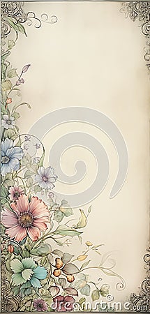 Fluttering Blooms: A Guild Wars Inspired Floral Card Template wi Stock Photo