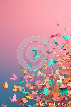 fluttering confetti against a pastel gradient background Stock Photo